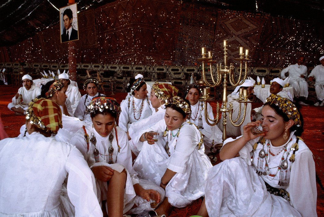 Guests from all over Morocco wearing their regional clothes, attending the celebration, Marrakech, Morocco, 1987, Bruno Barbey