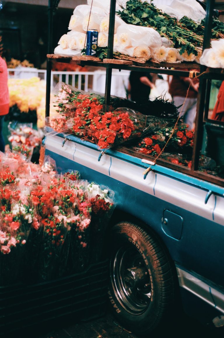 Couleur street photography par Pia Riverola, fleurs en camion