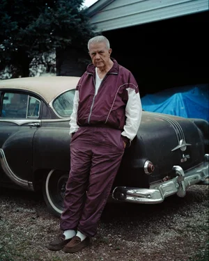 Large format film color portrait of a white man in Illinois, USA by Bryan Birks