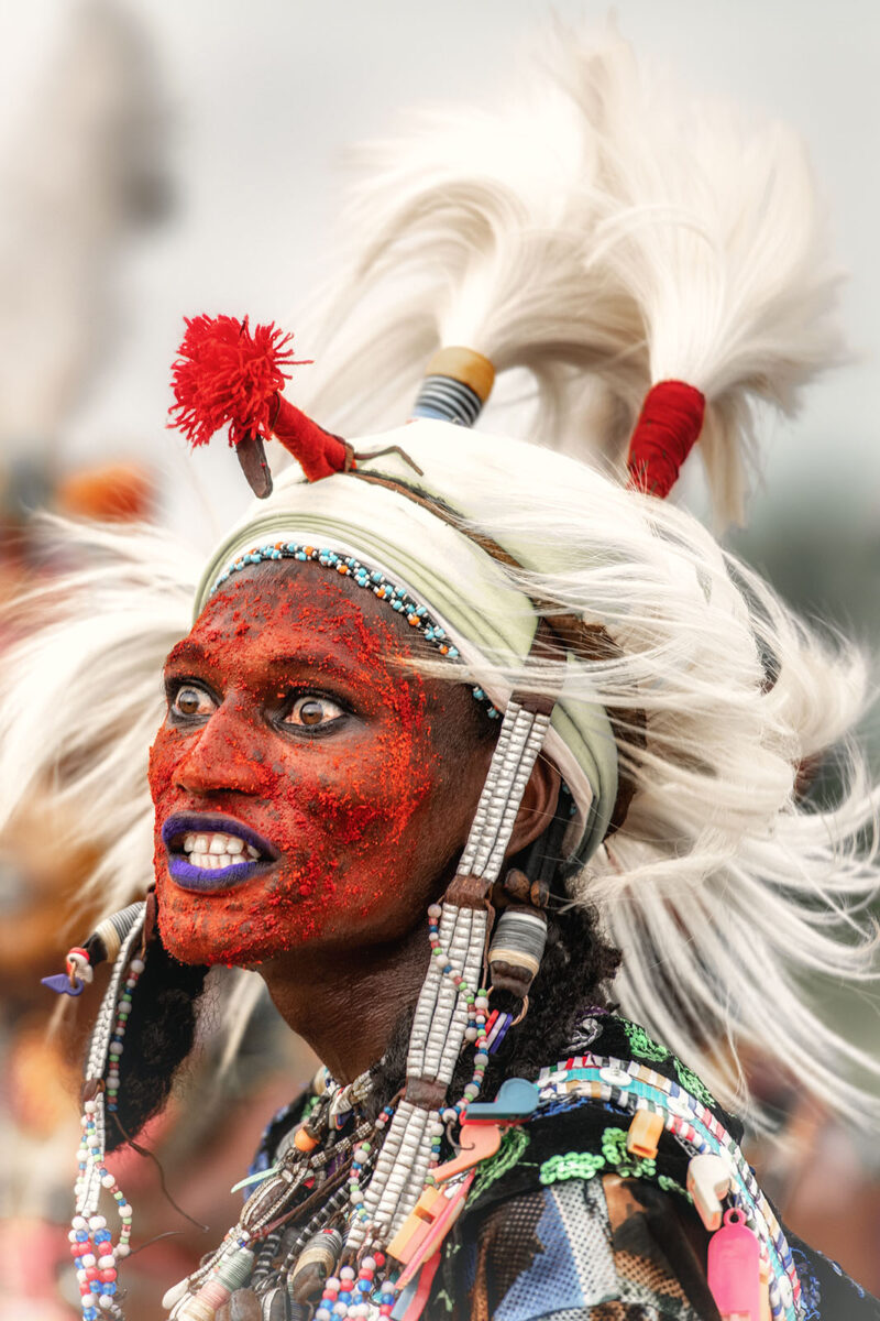 color portrait photograph of a man from Wodaabe tribe in Chad by Trevor Cole