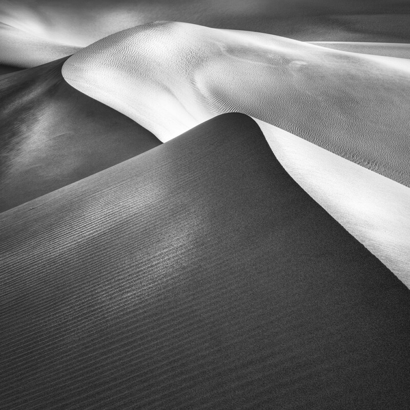 black and white landscape photo of photo of sand dunes in Death Valley, USA by Gary Wagner