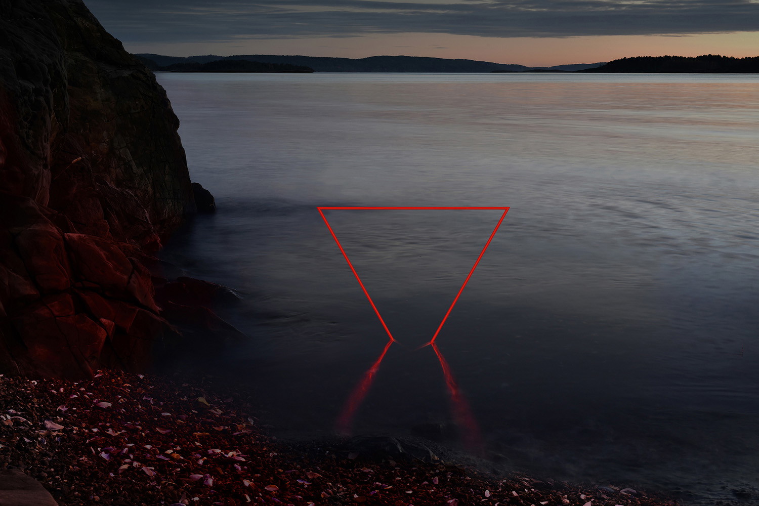 conceptual color photo of LED light in landscape by Gjert Rognli