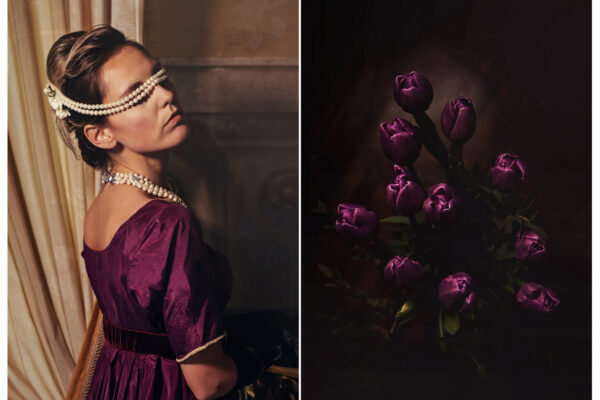 color portrait photo of woman in purple dress by Nicoletta Cerasomma