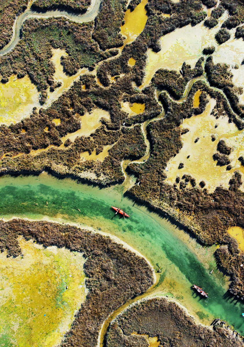 aerial color landscape photo of sandbanks in Venice, italy by Marco Del Zotto