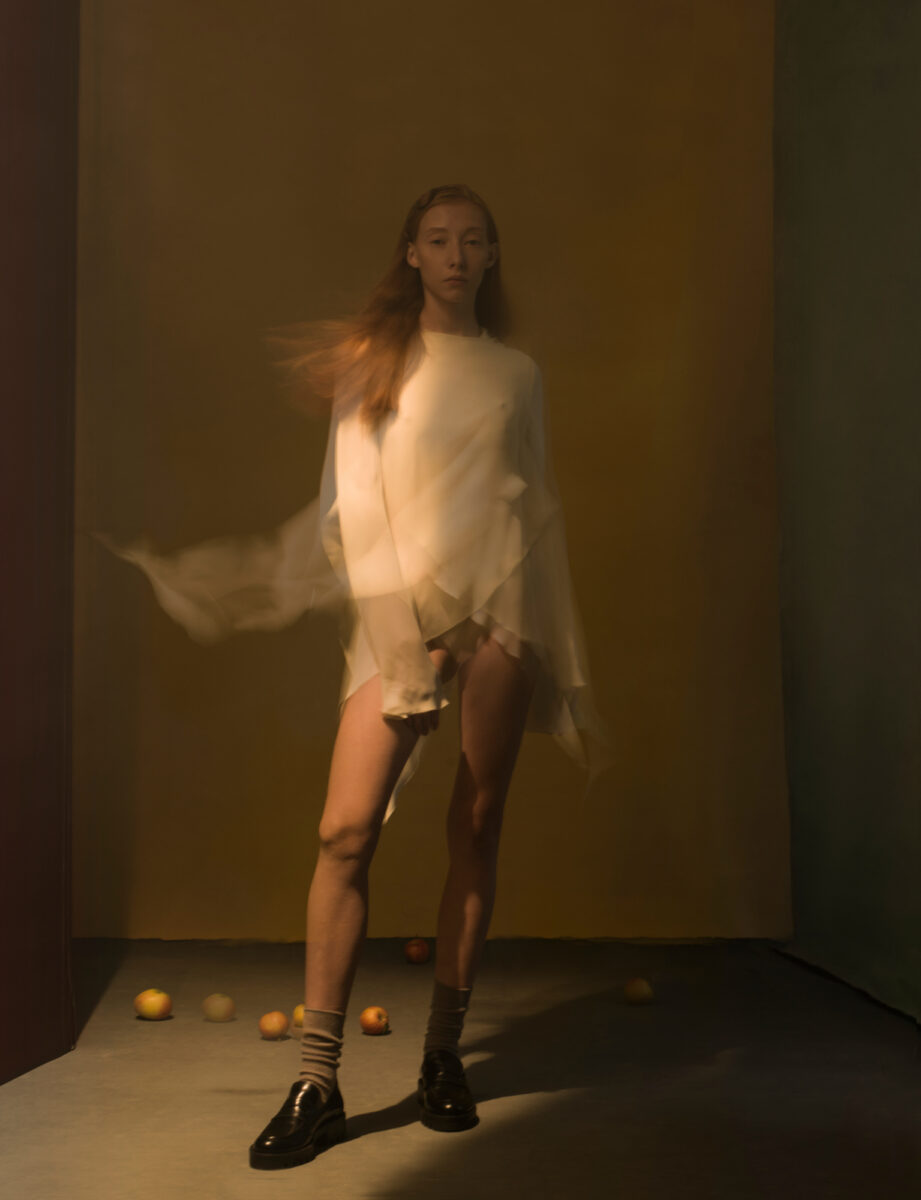 color fashion studio portrait of a female model by Evgenia Murashova