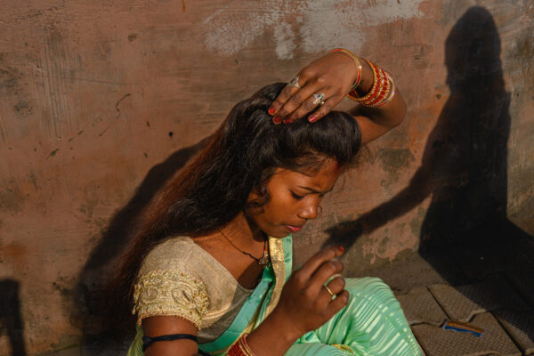 color street photo portrait woman india