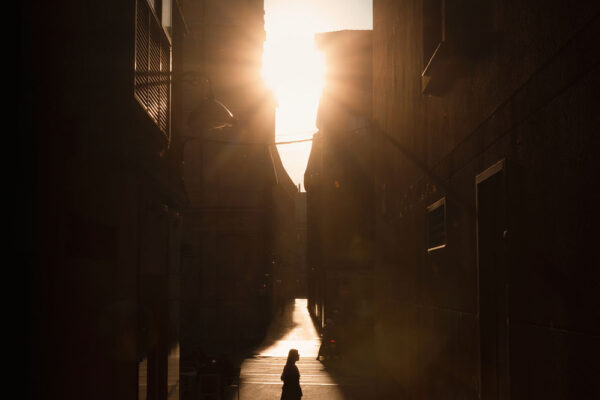color street photo woman in Zaragoza city spain