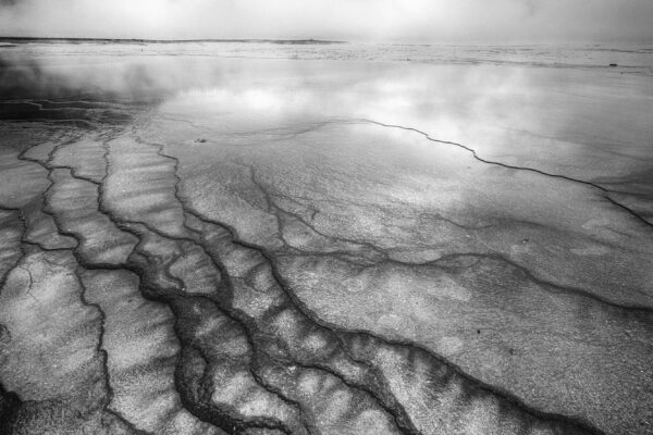 Black and White Landscape of lake and fog in Northern California, USA by Gary Wagner
