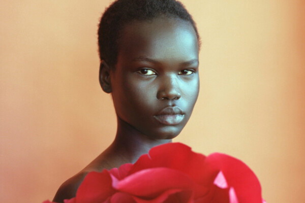 color fashion portrait of woman and flower by Christine Turek