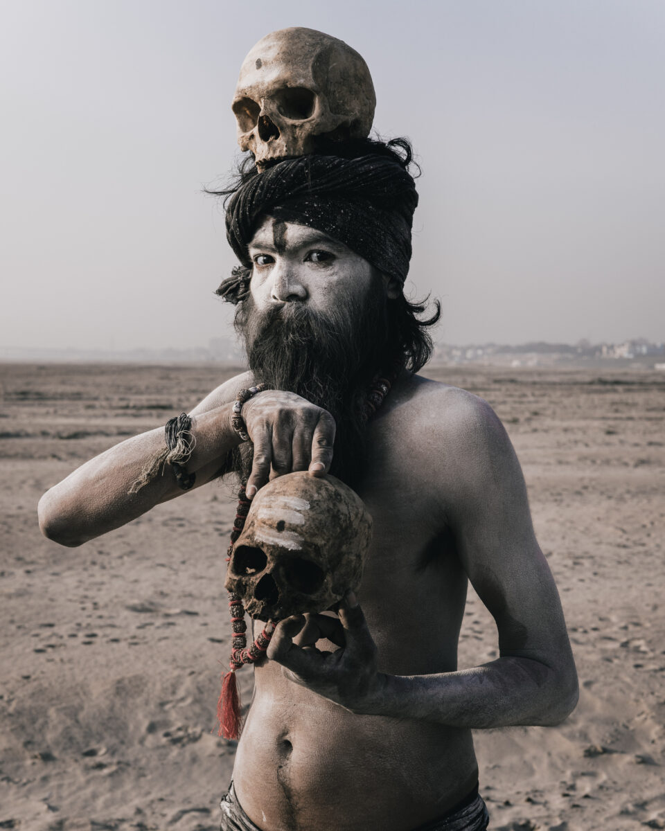 Color portrait photo of Aghori Sadhu in Varanasi, India by Andrew Eldon