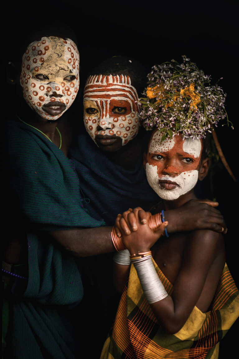 Color portrait photo of Surma children in Omo valley, Ethiopia by Jacopo Maria Della Valle