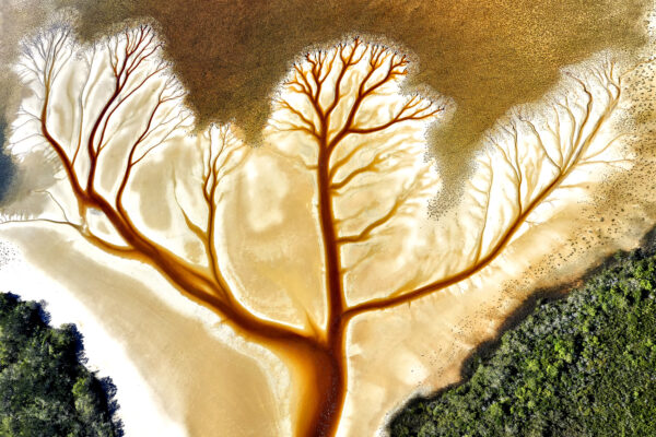 aerial color landscape photo of lake cakora, Australia, by Stuart Chape