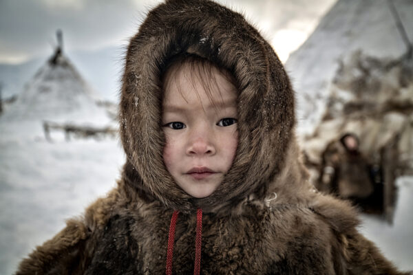 color Portrait of a young Nenet in Yamal Peninsula, Siberia, by Eugenio Fieni