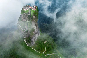 Aerial color landscape photo of Fanjing Mountain, Guizhou China, by Fabio Nodari