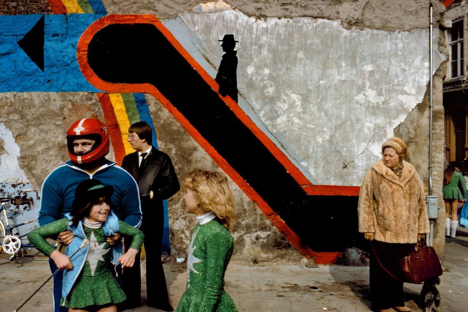 Color photography by Harry Gruyaert. Street scene during a carnival in Antwerp