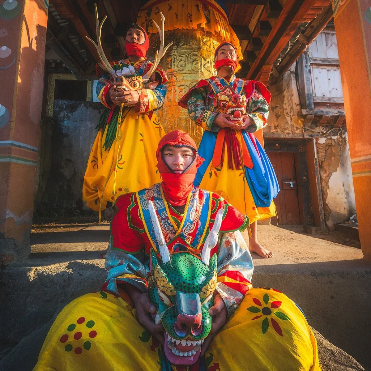 color travel photo of men in Bhutan by Daniel Kordan