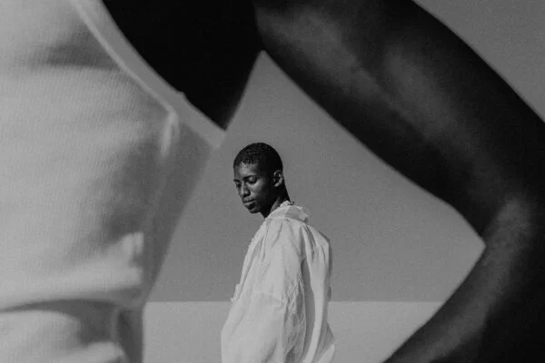 black and white medium format portrait photo of man in Australia by Olivia Oliver