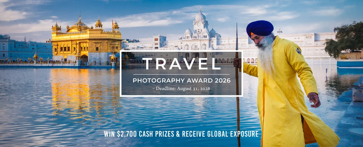 color landscape travel photo of indian temple and man by Jens Benninghofen