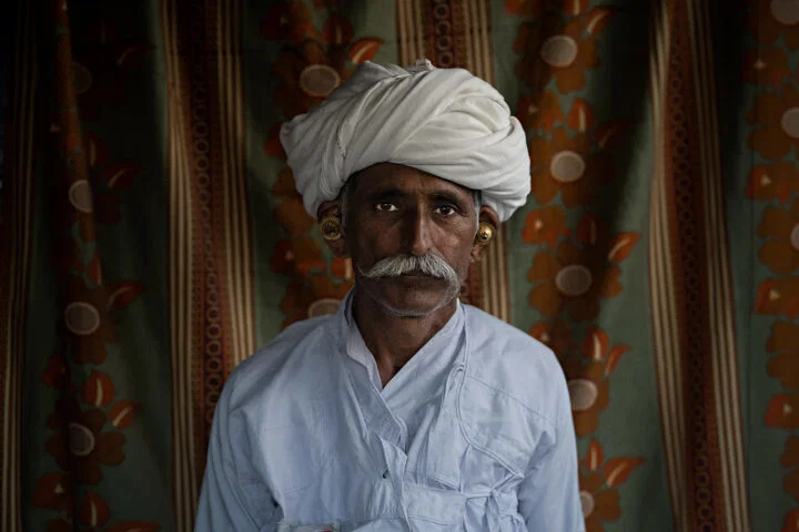 color portrait photography of Rabari man in Gujarat, India, by Nicola Ducati