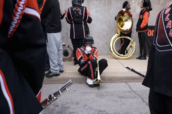 Color street photography of band march in Oklahoma City, USA by Zach Nash